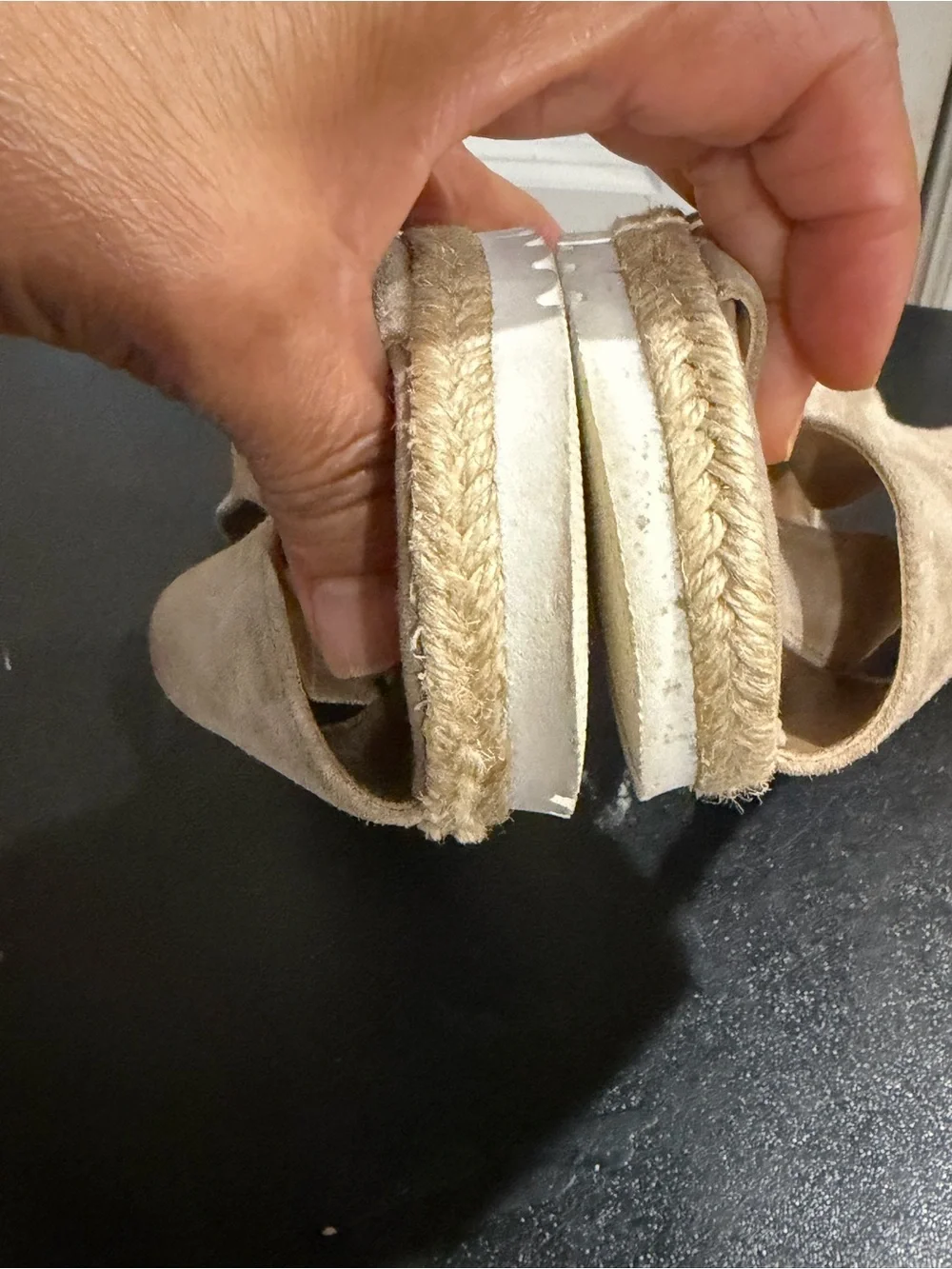 Women's Beige Suede Slingback Espadrille Sandals size 8 made in Spain